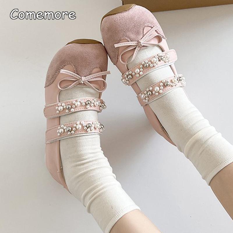 Fashion Sweet Bowknot Sneakers Women 2025 Autumn Luxury Pearl Chain Mary Jane Shoes Soft Sole Non Slip Casual Shoes Zapatos De Mujer