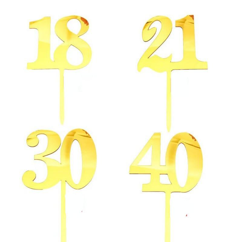 Nummer 18 21 30 40 50 60 100 Acryl Dekorativer Stecker Hochzeitstag Geburtstagstorte Plakette