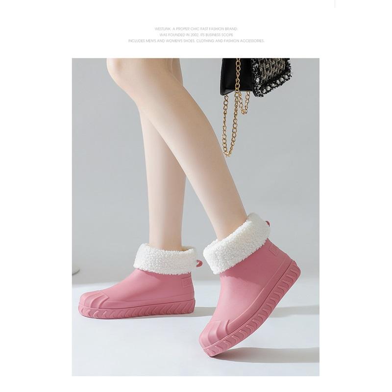 

Женские низкие модные уличные противоскользящие износостойкие бархатные водонепроницаемые туфли дождевые туфли 41 розовый