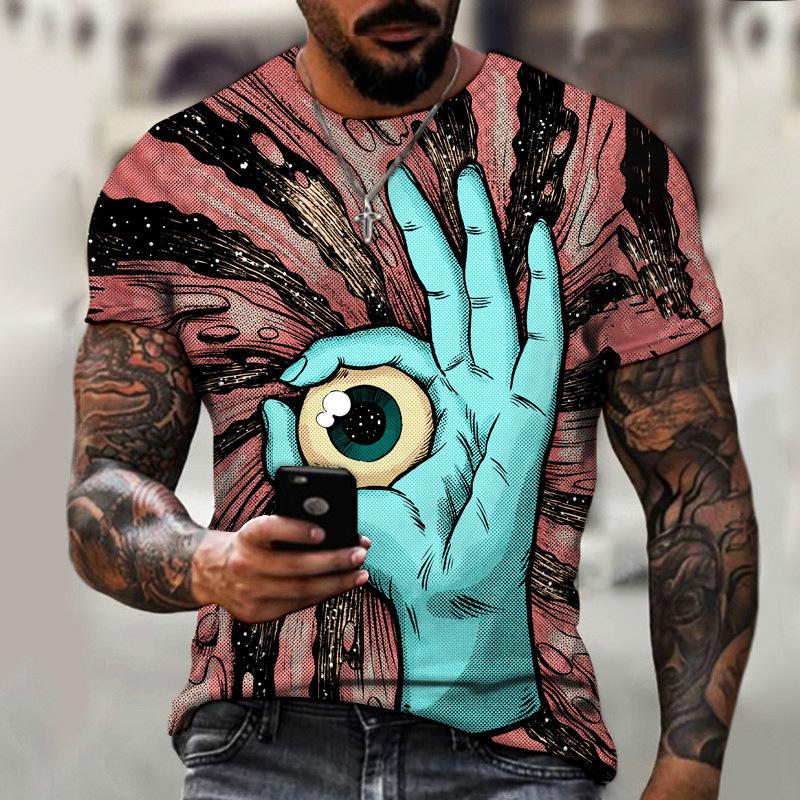 Vintage T Shirt For Men Graffiti Abstraction Short Sleeve Tops Street Hip Hop Men's T-shirts Oversized Tees Shirt Man Clothing