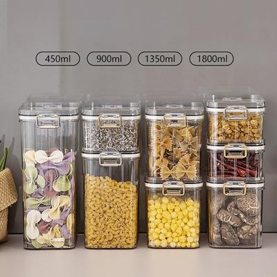 450/900/1350/1800ML Food Sealed Jar Transparent Large Capacity Food Grade Dustproof Moisture-proof Kitchen Cereals Sealed Storage Tank Fridge Fruit