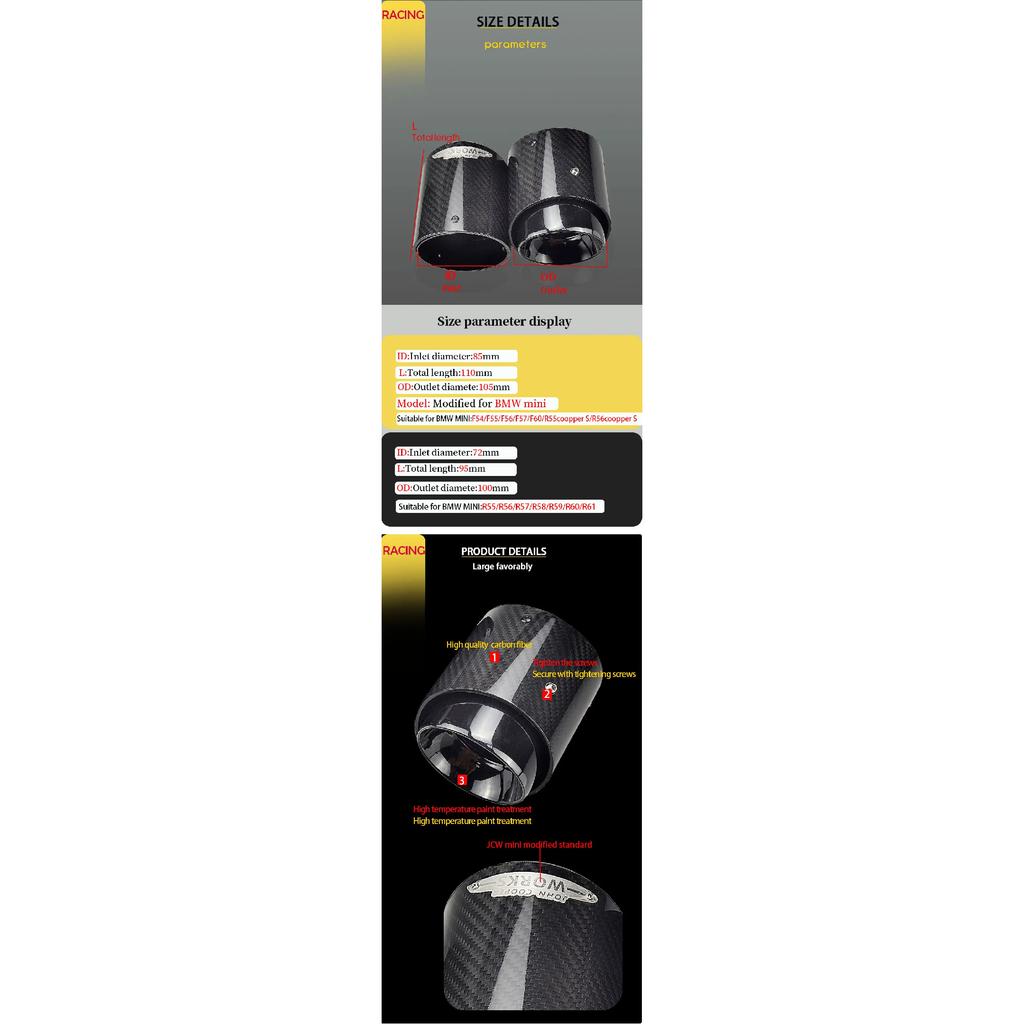 1 Pc Carbon Fiber Exhaust Muffler Tips Car Modification Nozzle for Muffler Fit Upgrade For Mini Cooper F54 F55 F56 F57 F60 R55