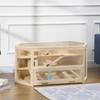 3-Tier Wooden Hamster House with Opening Roof and Transparent Wall, 115x60x55cm