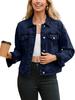 2026 Women's Trendy Long-Sleeve Denim Jacket with Pockets and Fitted Shorts