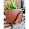 Men's Goat Leather Messenger Shoulder Handmade Leather Brown Bag ( Free Gifts Cross Body Black Bag Size - 9 X 7 X 3 In )