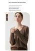 Autumn 2026 Women's Cashmere V-Neck Sweater – Elegant Solid Color, Rolled Hem, Loose Fit, Slimming, Warm Base Layer.