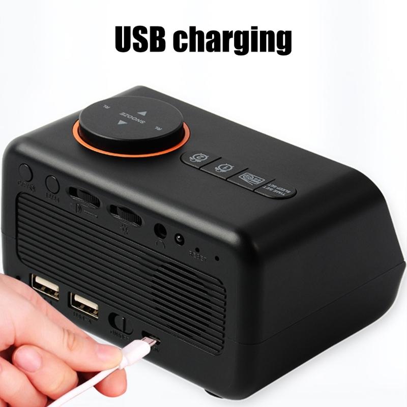 12/24 Hour Clock FM Radio LED Alarm Clocks with USB Charging and Temperature Humidity Display for Bedside Use