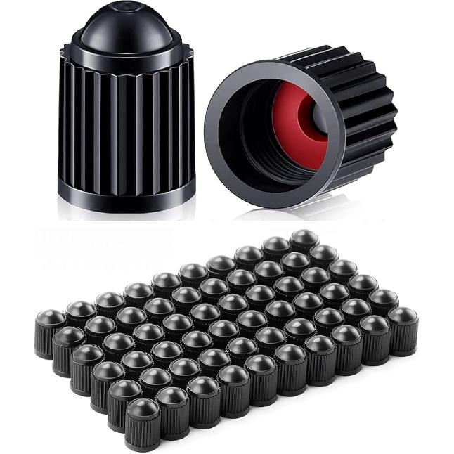 KURAMI Tire Valve Stem Caps 200 Pcs,Black Plastic Valve Caps with Sealing Ring,Valve Stem Caps General for Cars,Bicycles,Motorcycles,Trolleys and