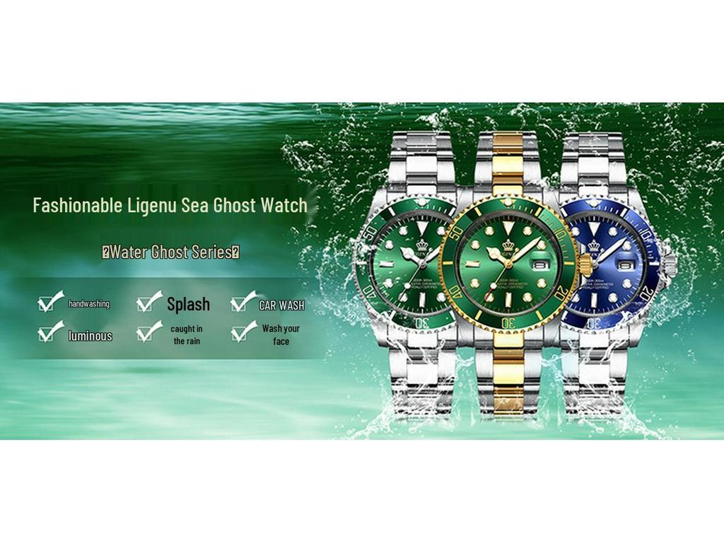 მამაკაცის მწვანე Submariner Date უჟანგავი ფოლადის საათი – მაღალი კლასის მინიმალისტური, წყალგაუმტარი, მბრუნავი ბეზელი, სტუდენტური სპორტული დიზაინი