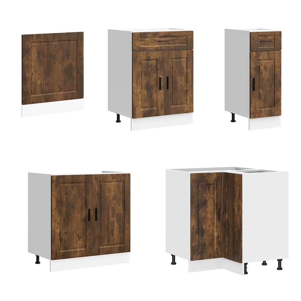 11 Piece Kitchen Cabinet Set Porto Smoked Oak Wood Based Material