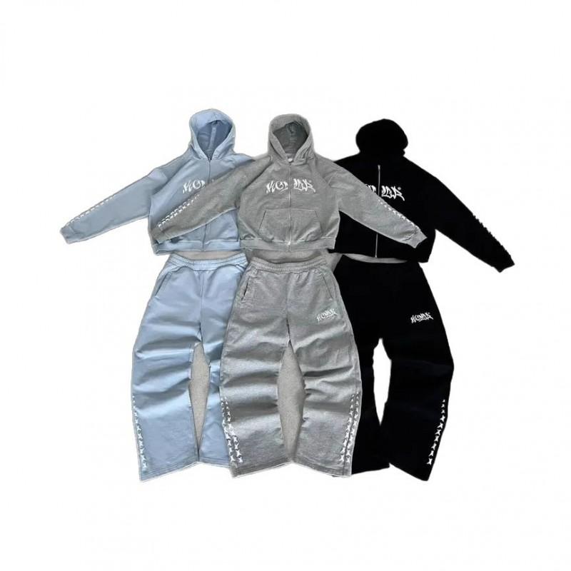 HEARTSTA Star Print Zip Hoodie Set Streetwear Loose Fit Casual Outfit Women