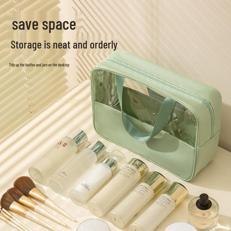 Summer Cooling Transparent Waterproof Makeup Bag - Large Capacity, Portable, Fashionable Storage Solution.