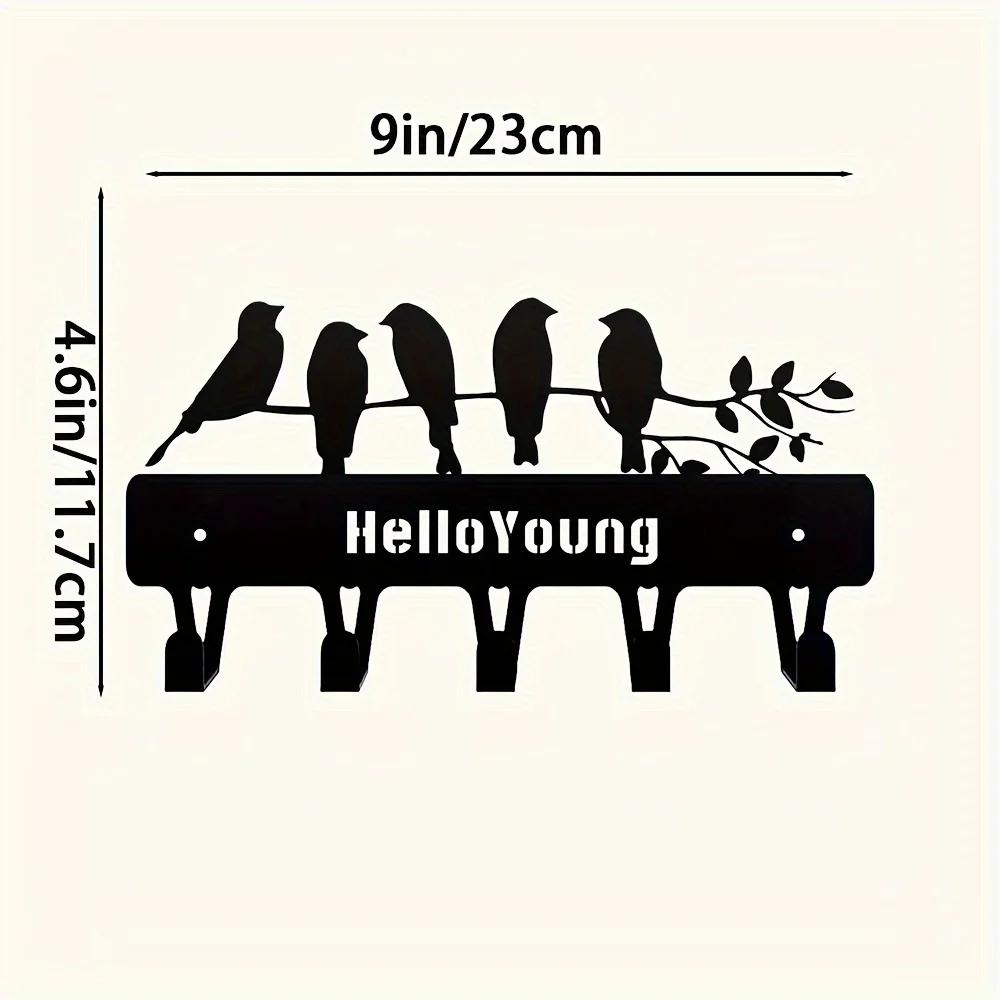 

1 шт. Металлический держатель для ключей - настенный крючок Five Birds, декоративные аксессуары для настенного монтажа, брелок, кольцо для ключей чёрный