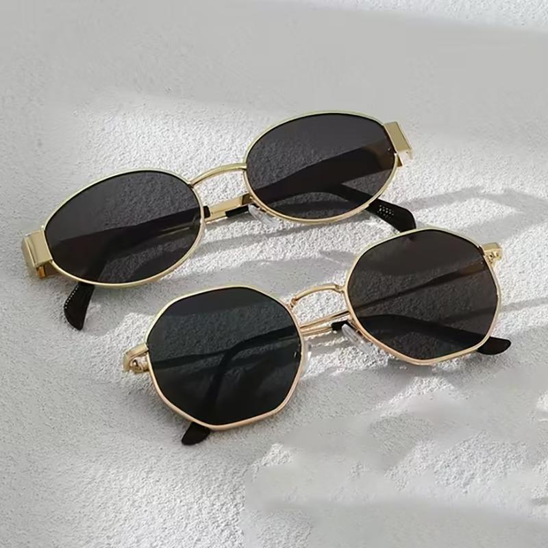 

2PCS Women/Men Oval&Irregular Metal Frame Elegant Retro Fashion Sunglasses For Female male Summer Traveling Oculos серый