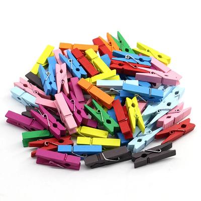 50Pcs Colored Wooden Clothespins, Natural Birchwood Close Pins Strong Grip for Crafts, Hanging Pictures, Photos, Decoration Tool