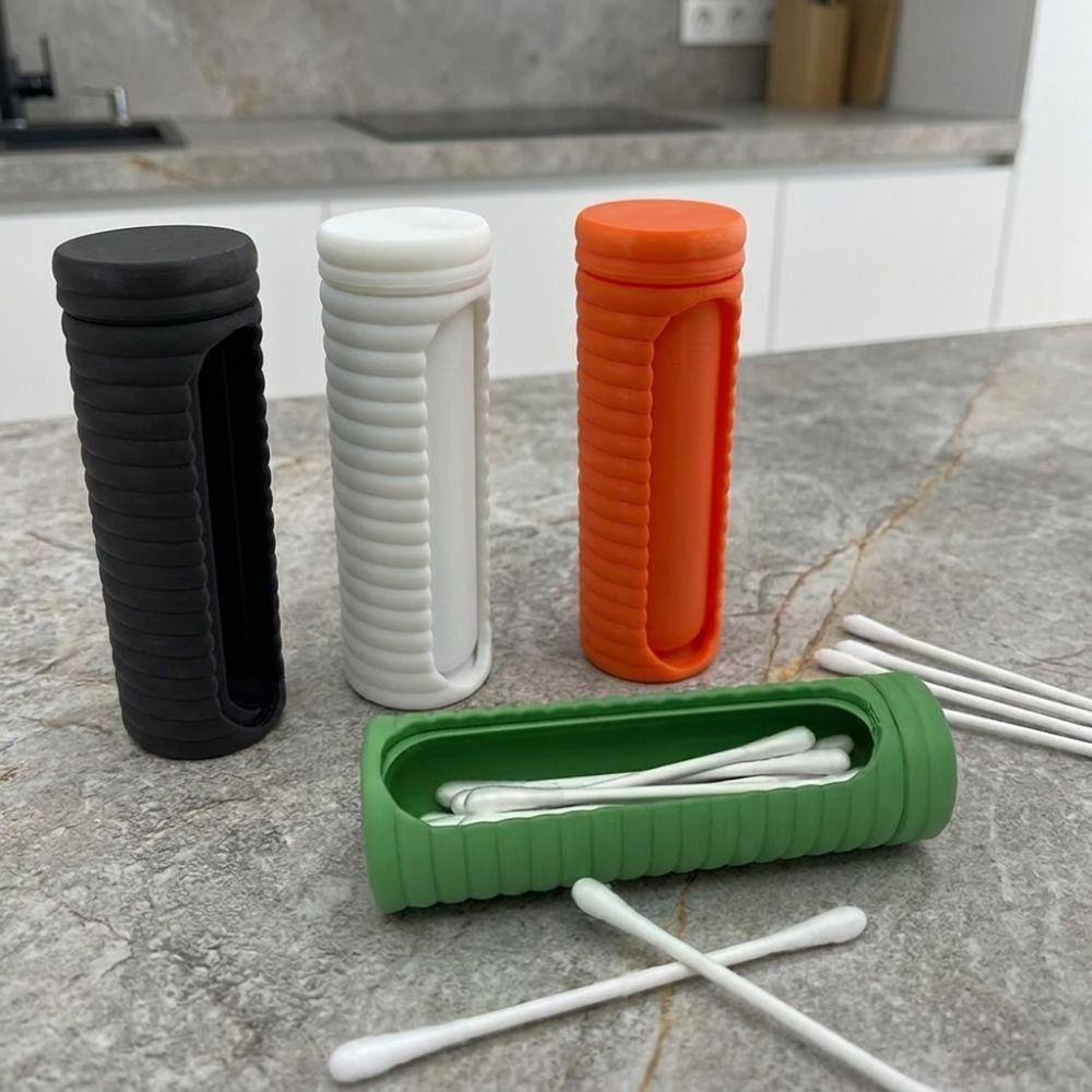 Practical 3D Printed Cotton Swabs Storage Box Plastic Rotatable Toothpicks Storage Box Dust-proof Small Storage Box Travel
