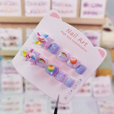 Children's Wearable Nail Sticker Windmill: Cute Detachable Cartoon Nail Art for Girls Aged 3-12