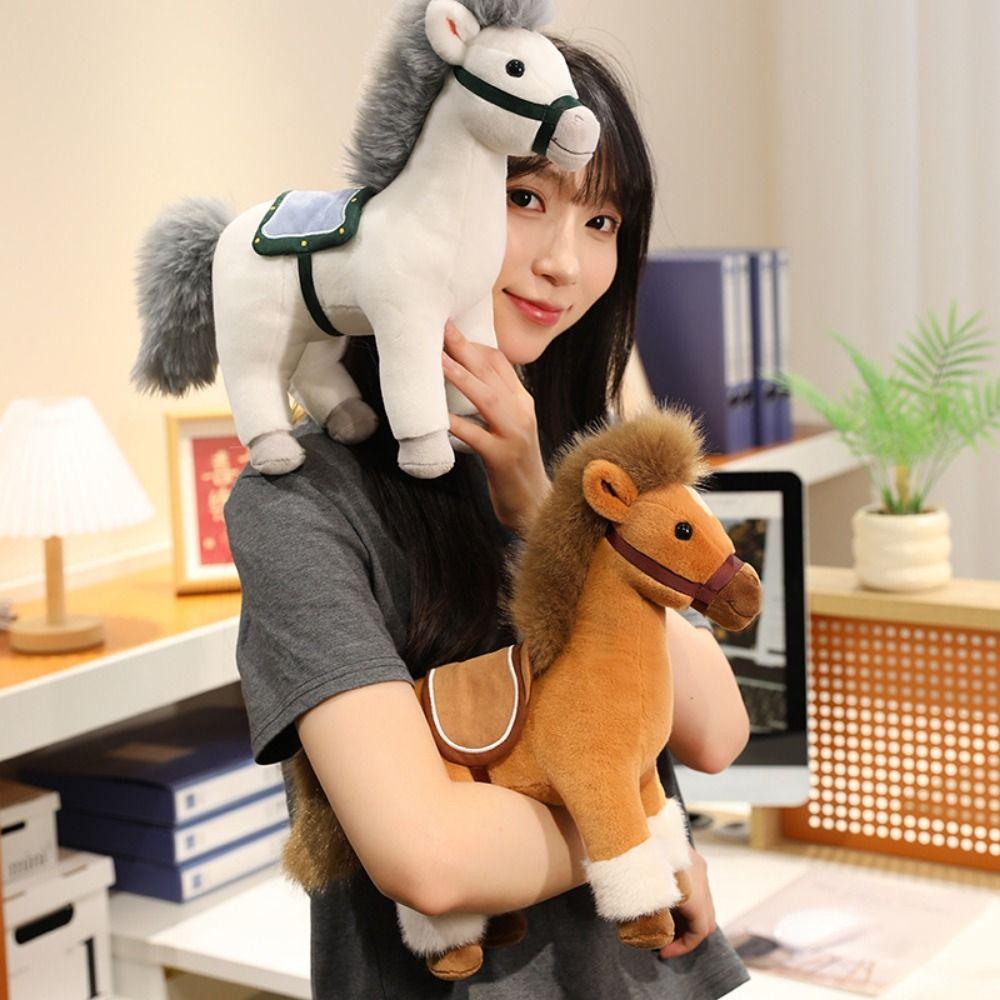 Cute Horse Plush Doll Toys Soft Zodiac Pony Figurine Stuffed Animal Horse Horse Ornament