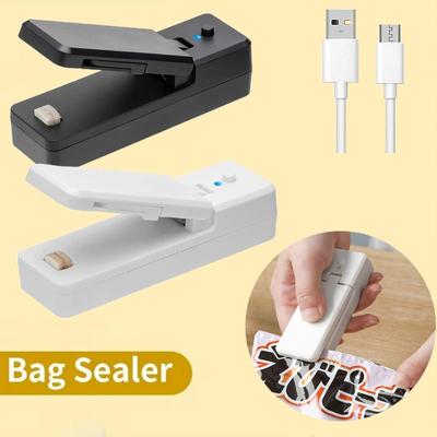 Mini selador de saco 2 em 1, selador de calor recarregável usb com faca cortadora, selador portátil recarregável para armazenamento de alimentos de saco plástico
