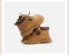 Toddler Boys' & Girls' Fleece-Lined Leather Boots - New Autumn/Winter Short Martin Style in Big Yellow.