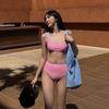 2025 Women's Korean & Japanese Style Solid Color Bikini Swimsuit Set