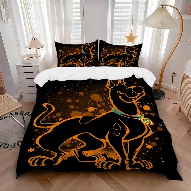 3pcs The Mystery Begins Scooby Doo Bedding Set Includes Quilt Cover and Pillowcases, Suitable for All Seasons H094