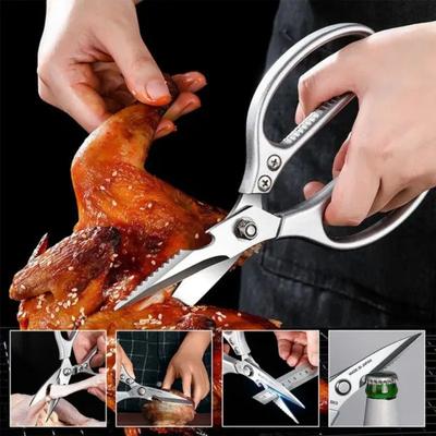 Tijeras de cocina profesionales multifuncionales de acero inoxidable, tijeras multifuncionales para huesos de pollo, abridor de carne y pescado.