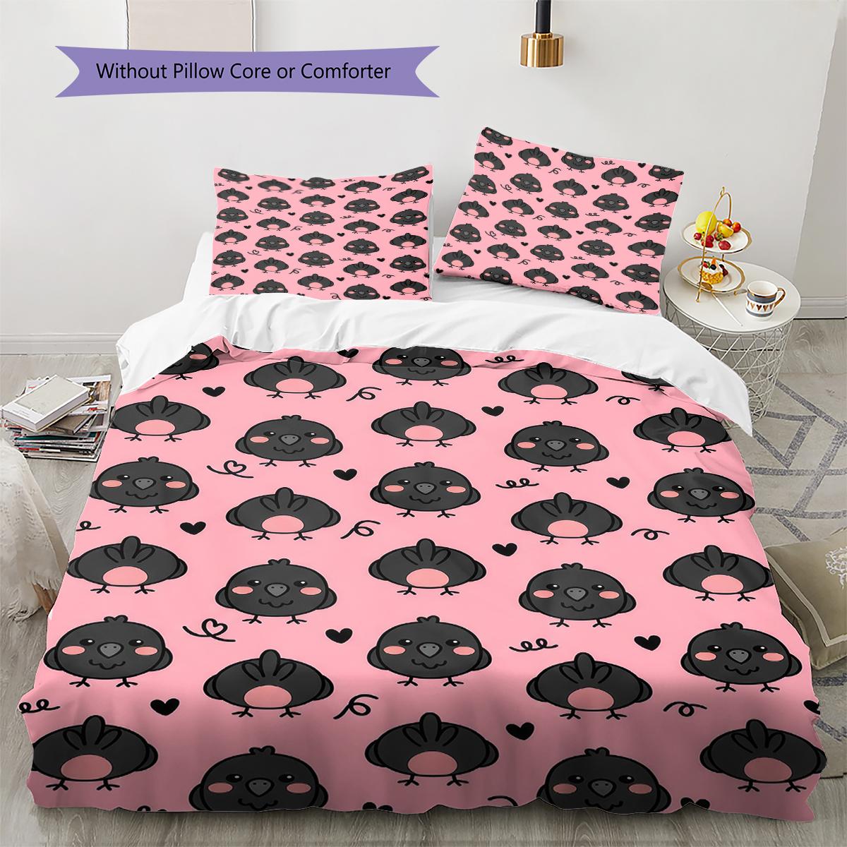 

Pink Cartoon Art Pattern Bedding,Quilt Set Quilt Cover Pillowcase Home Birthday Gift (1 * duvet cover + 2 * pillowcase, without core) 135x200cm