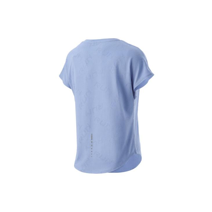 Li Ning Running Series Sports Training Knitted Breathable Short Sleeve T-Shirt Women Tops Blue ATSR048-2