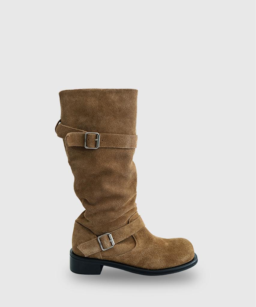 Ods Slouch Buckle Boots (Tan Brown)