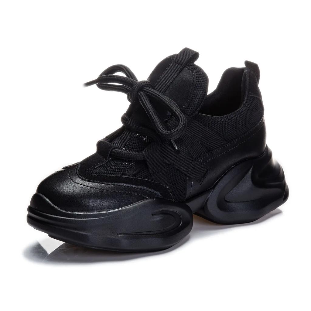 Height Increasing Women's Shoes Spring New Product Cowhide Thick Soled Shoes for Women's Casual Sports Shoes Platform Sneakers