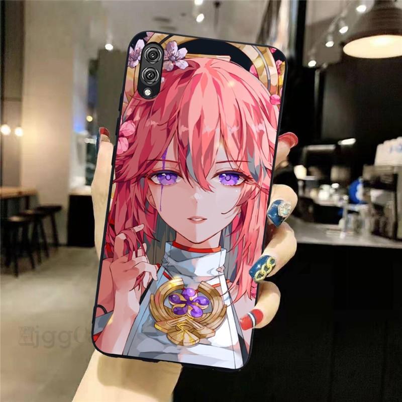 Genshin Impact Yae Miko Phone Case For Honor 70 50 20 7S X9 X8 X7 Magic 4 3 Pro Soft Black Phone Cover
