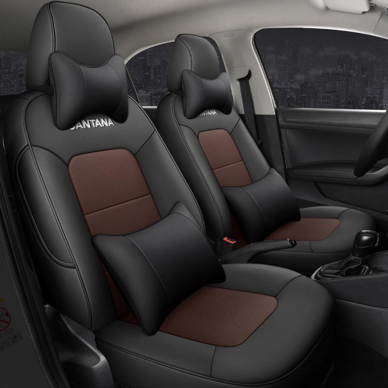 Five-Seat Full Coverage Leather Car Seat Cover for Santana Hao Na - Universal Fit for All Seasons.