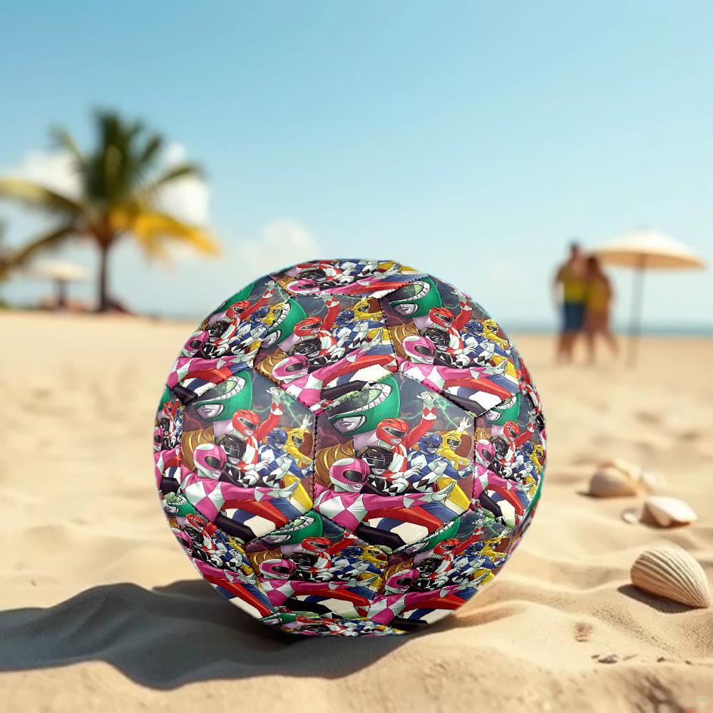 Mighty Morphin Power Rangers Print Size 5 Soccer Ball, Standard Match Football for Sports Game and Team Practice, Ideal Gift for Soccer Fans