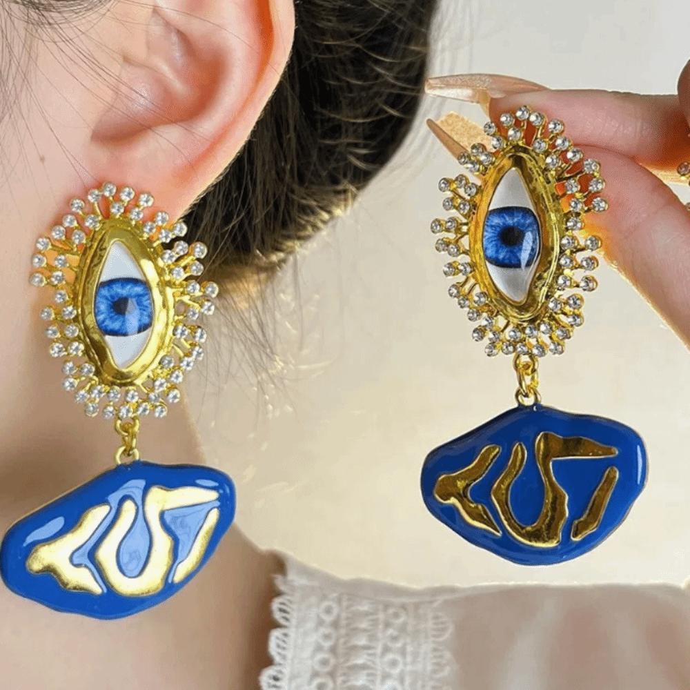 Przesadzone Oczy Demona Kolczyk Sztyft Vintage Damskie Kolczyki Sztyfty Prezent Świąteczny