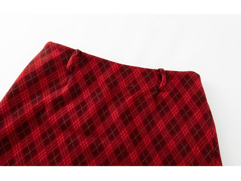 Plus Size Women's Retro Plaid Winter Half Skirt 2025 - Elegant Straight Skirt (NQ1369)