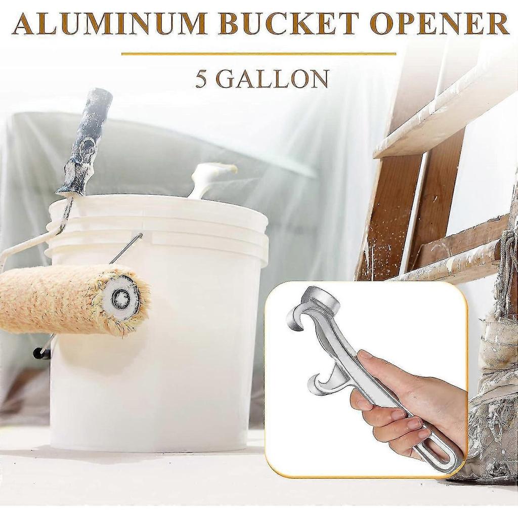 2 Pieces Aluminum Bucket Opener 5 Gallon Silver Pail Opener 8'' Or 14'' Metal Can Opener - DD