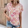 vintage women floral print t shirt short sleeve v neck tops comfortable t-shirts