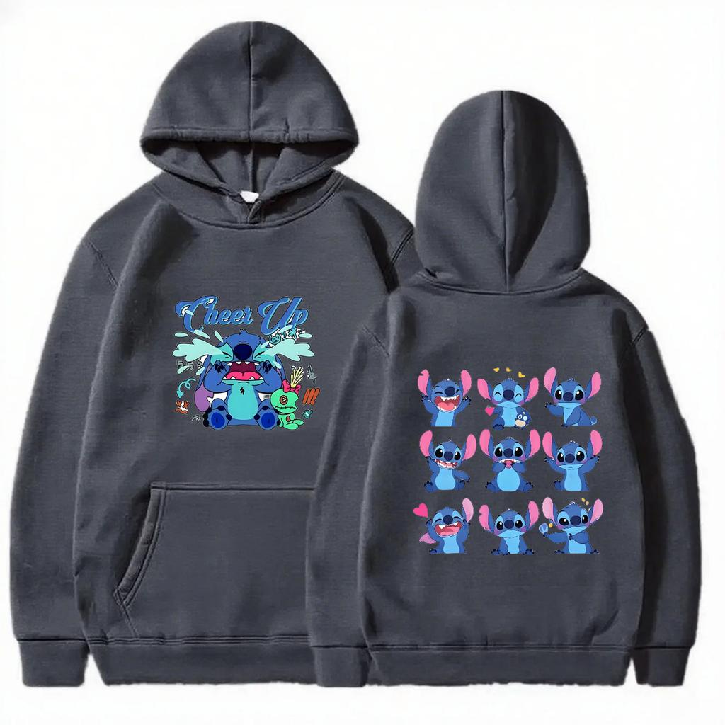 2025 New Disney Series Stitch Children's Hooded Sweatshirt for Men Women - Casual Top with Cartoon Print -fall Winter Clothing