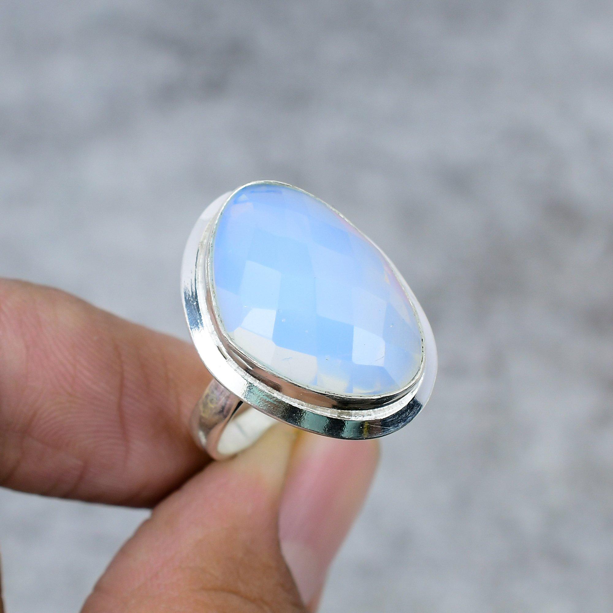 

Milky Opal Gemstone Handmade 925 Sterling Silver Jewelry Ring Size 9 M-258