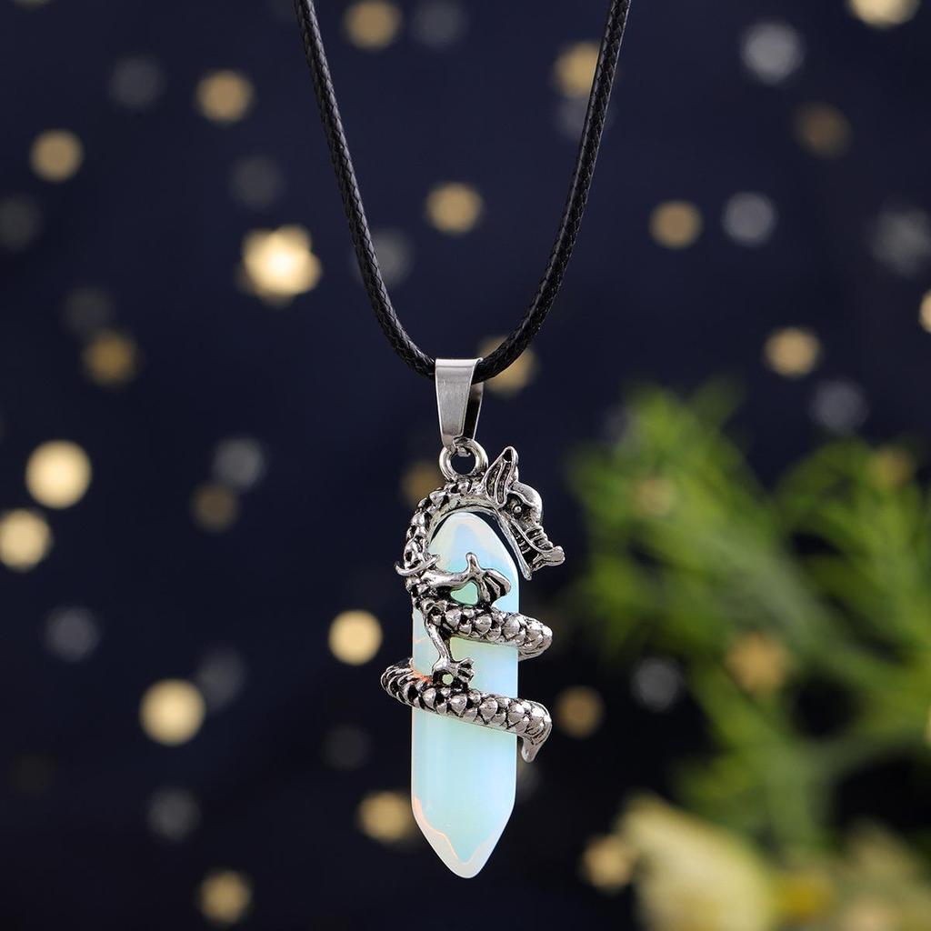 Chinese Crystal Dragon Hexagonal Pendant Fashion Accessory
