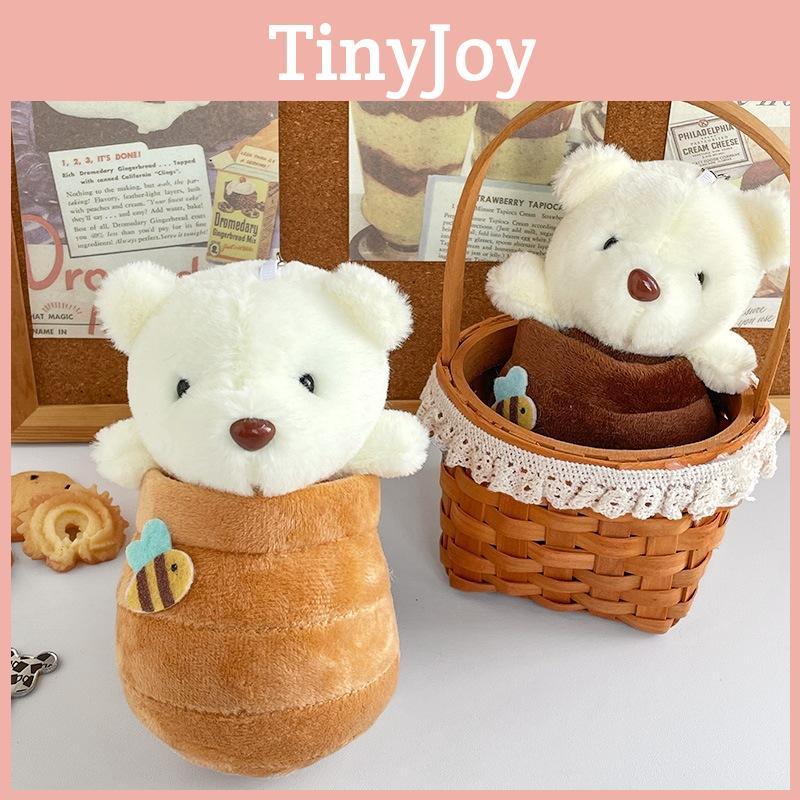 Adorable Cartoon Bear Plush Keychain With Honey Jar Short Plush Stuffed Animal