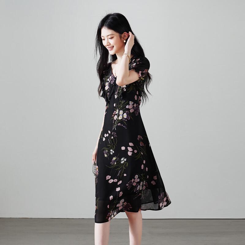 SOFSIL French Floral Silk V-Neck Midi Dress