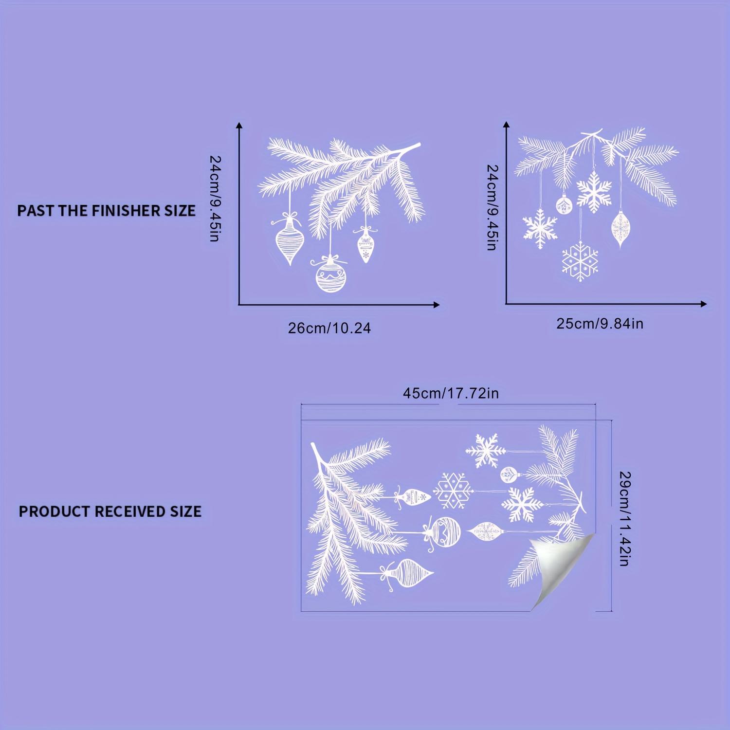 

1Set Christmas Pine Branch Window Stickers White Silhouette Style Self-Adhesive Wall Stickers Festive Glass Stickers Removable