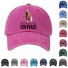 Washed Cotton Baseball Cap with Printed Distressed Soft Top Denim Hat, Vintage Hat