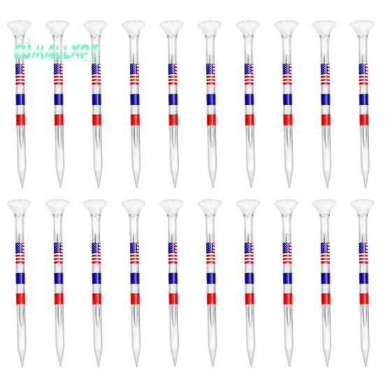 

20 шт. небьющиеся футболки для гольфа с уменьшением трения, 83 мм, пластик, принт американского национального флага, прозрачные 20PCS