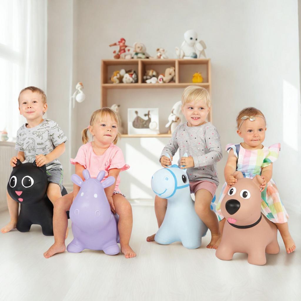 Skoczek Gumowy Hoppimals Skoczek Dla Dzieci Z Pompką Krówka Czarna
