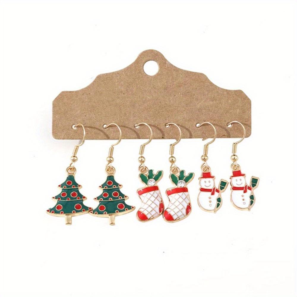 6 Piece Set, Christmas and Halloween Personalized Funny Earrings, Multiple Fashionable and Personalized Drip Oil Pattern Ear Hook Set