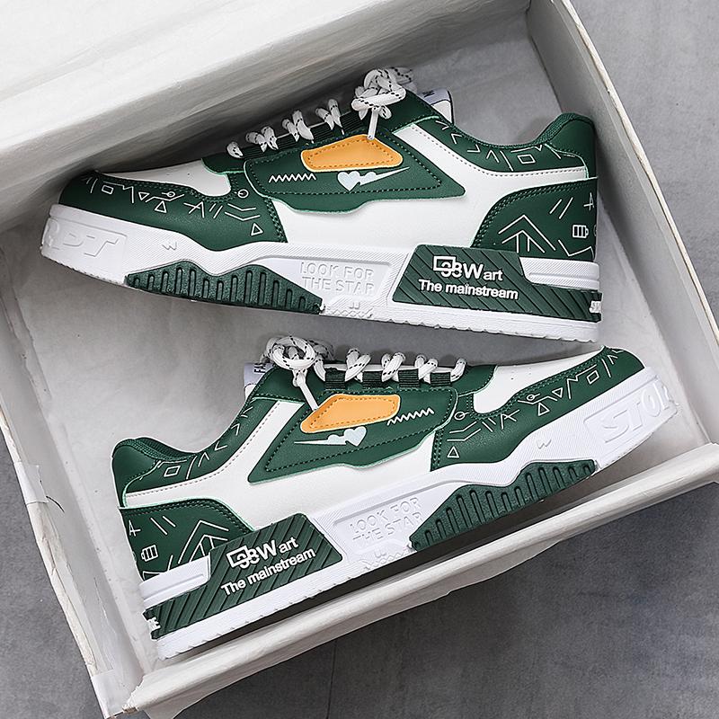 

New Men s Korean Thick Soled Shoes Trendy and Versatile Student Shoes Men s Lightweight Breathable Durable Casual Sports Shoes 39 зелёный