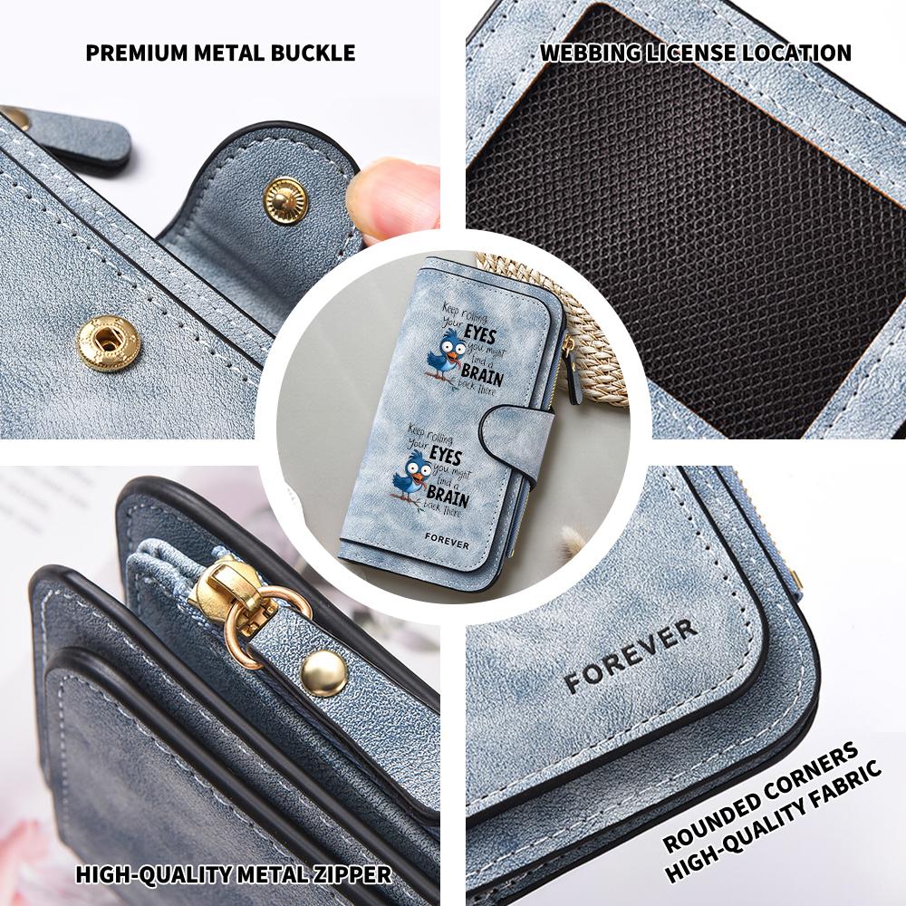 Funny Bird Print Leather Wallet Casual Women Long Purse Card Holder